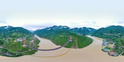泸定大渡河大桥360全景