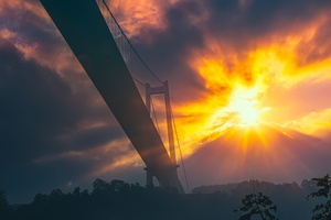 日出龙江大桥上