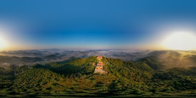晨光下的杨材山杨材胜境360度全景